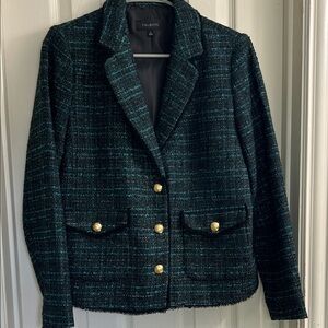 Talbots Women's Black and Green Tweed Blazer